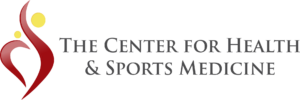 Center for Health and Sports Medicine text and logo (single red flame with yellow highlights)