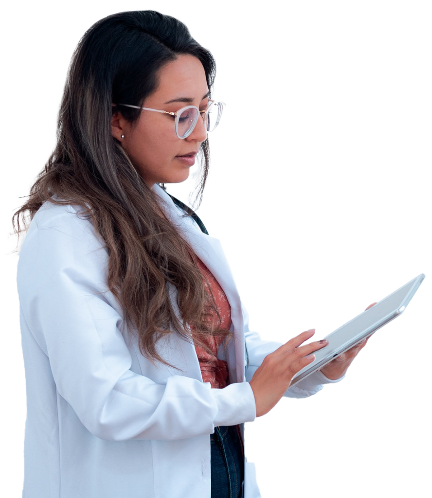 Doctor reviews notes